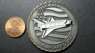 STS - 51L CHALLENGER & STS - 107 COLUMBIA SPACE SHUTTLE 2 SIDED MEDALLION / COIN 2
