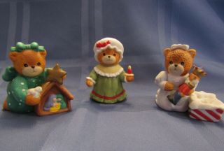 Three Vintage Lucy And Me Bears Christmas Girls Manger Nutcracker Candle