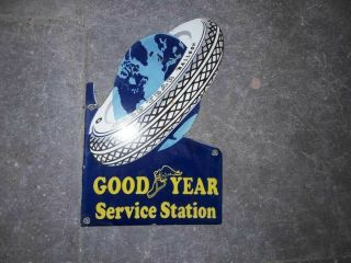 Porcelain Goodyear Enamel Sign 8 X 6.  5 Inches