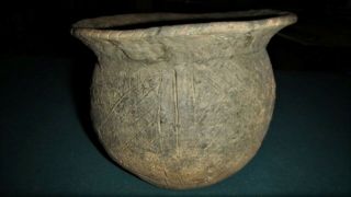Ancient Native American Indian Pottery Tx Caddo Maydelle Incised Flared Rim Jar