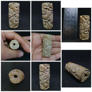 Ancient Very Rare Near Eastern White Stone Cylinder Seal B1