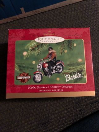 Hallmark Harley Davidson Barbie Collectible 2001 Christmas Ornament Pre - Owned