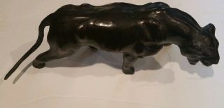 Leather Wrapped Black Panther Statue Figurine 16 "