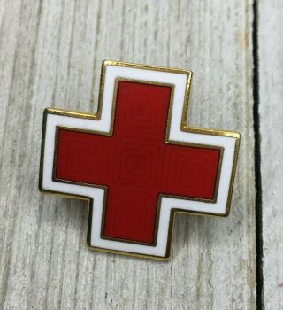 Vintage Cloisonne American Red Cross Pin