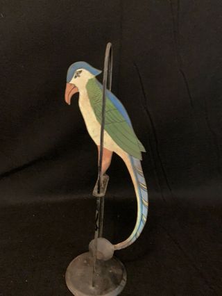 Metal American Folk Art Vintage Balance Toy Parrot Hand Painted Primitive