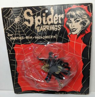 Vintage 1964 St Pierre & Patterson Spider Earrings Halloween Monster Toy Costume