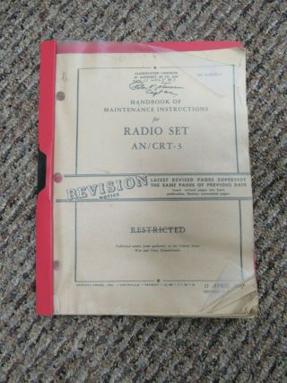Post Wwii Us Army Radio Sert An/crt - 3 Booklet Dated 1947
