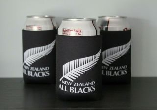 Set Of 3 Zealand All Blacks Neoprene Beer Can Holder National Rugby Team