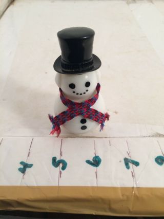 Vintage Avon Milk Glass Christmas Snowman With Scarf Perfume Bottle Collectible