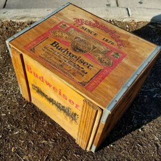 Vintage Budweiser Anheuser Busch Centennial Wood Crate Box Magnetic Lid
