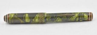 Vintage Wahl Eversharp Green Marble Deco End Ladies Fountain Pen No Feed