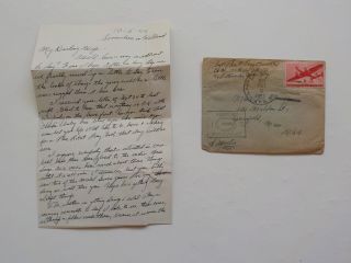 Wwii Letter 1944 Holland Office Of Field Director American Red Cross Vtg Ww Ww2