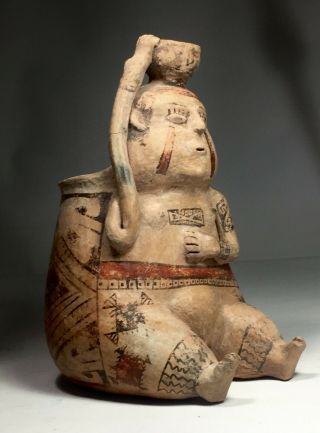 Ancient Pre Columbian Casas Grandes Effigy Female Pottery Vase Jar 1200 - 1450 Nm