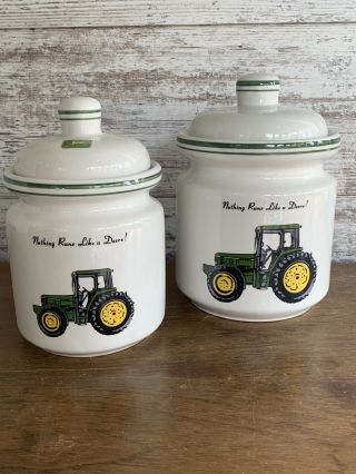 John Deere Tractor 2 - Piece Ceramic Canister Set By Gibson Design