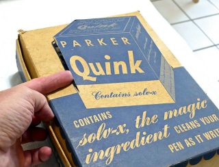 Vintage Parker Quink Ink Display,  12 - 2 Oz Bottles With The Boxes Too