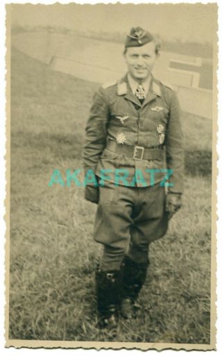 German Ww2 Photo,  Decorated Luftwaffe Ace,  Knights Cross With Oak Leaves