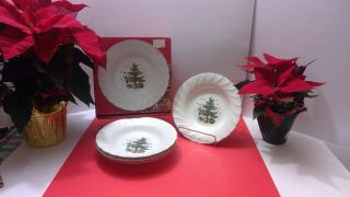 Nikko Happy Holidays Rim Soup Bowl Set Of 4 Euc With Box