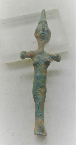 Circa 1200 - 800bce Ancient Luristan Bronze Statuette Of A Humanoid Figure