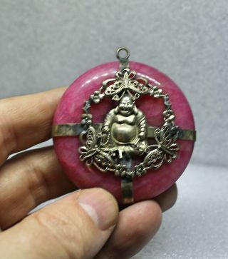Antique Jade / Hardstone Amulet / Pendant Mao Silver Buddah