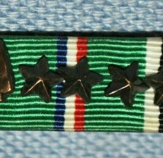 European - African - Middle Eastern Campaign Ribbon W/ Arrowhead & 4 Campaign Stars