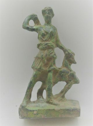 Circa 200 - 300ad Ancient Roman Bronze Statuette Of Diana And Beast Scarce