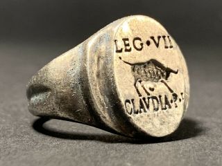 V Rare Ancient Roman Military Legionary Silver Ring 