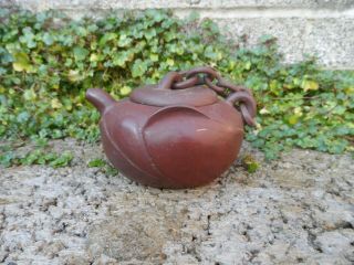 Chinese Yixing Clay Teapot With Chain - Ceramic Pottery Asian Small Size