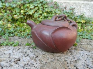 Chinese Yixing clay teapot with chain - ceramic pottery Asian small size 2