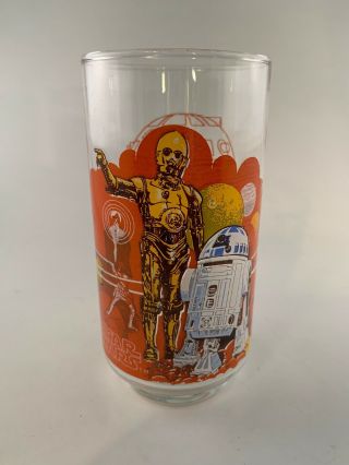 1977 Vintage Star Wars R2 - D2 C - 3po Burger King Coca - Cola Drinking Glass
