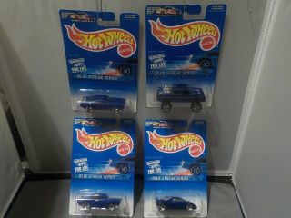 Vintage 1997 Hot Wheels Blue Streak Series Set Of 4
