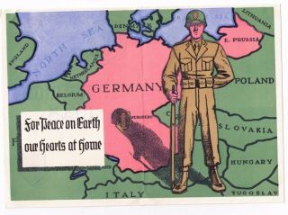 1945 1st Infantry Div.  Christmas Card World War Ii Ww2 Us Army