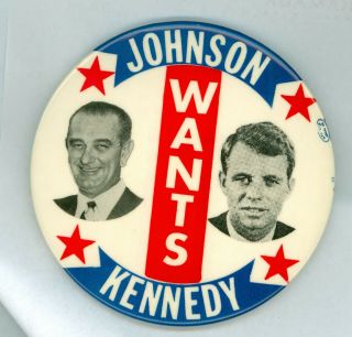 1964 York Us Senator Robert Kennedy Johnson Campaign Pinback Button Rfk - 1008