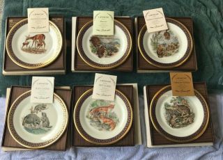 Lenox Boehm Woodland Wildlife Plates Set Of 6 With Boxes And Covers