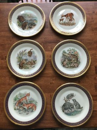 Lenox Boehm Woodland Wildlife Plates Set of 6 With Boxes and Covers 2
