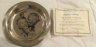 Norman Rockwell Solid Sterling Silver Christmas Plate 1971 Under The Mistletoe