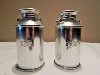 Vintage Aluminum Milk Can Salt And Pepper Shakers