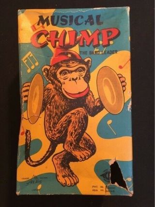 Mechanical Musical Chimp The Band Leader Rock Valley Toy Made In Japan Orig Box
