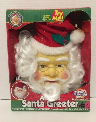 Motion Activated Singing Santa Head Greeter 1998 Gemmy Industries