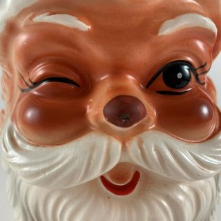 Winking Santa Ceramic Pitcher Christmas Vintage Brinn ' s Made in Japan 5.  75 
