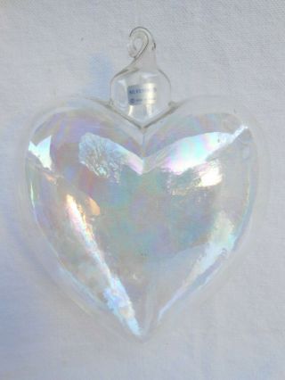 Vintage Blown Clear Glass Heart Shaped Christmas Ornament