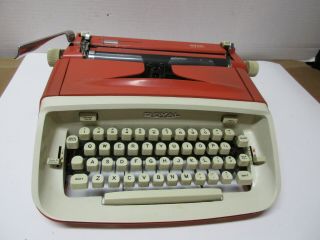 Orange - Red Royal 1965 Safari Portable Typewriter,  Mid - Century Danish Modern