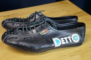 Vintage Detto Pietro Milano,  Italy Bicycle Cycling Shoes Size 41.  Black.  Leather
