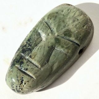 Ancient Native American Eskimo Inuit Jade Carved Face Mask Pendant Artifact