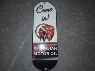 Porcelain Red Indian Enamel Sign Size 12 " X 4 Inches