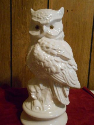 Ceramic White Owl Handmade 12 inches tall Gold eyes 2