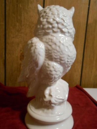 Ceramic White Owl Handmade 12 inches tall Gold eyes 3