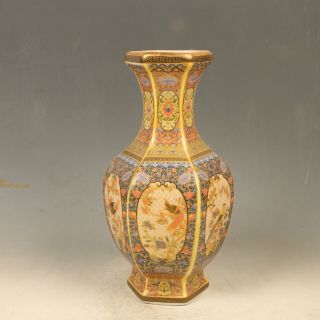 Chinese Enamel Porcelain Hand Painted Flower & Birds Vase W Yongzheng Mark Qm277