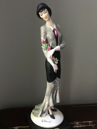 Florence Giuseppe Armani 0413f Colorful Lady With Flowers Figurine 10” Tall