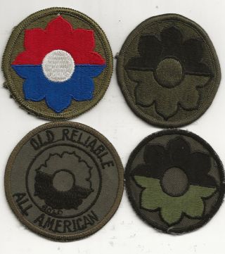 Four Wwii U.  S.  Army 9th Infantry Division Patches (colored/subdued)
