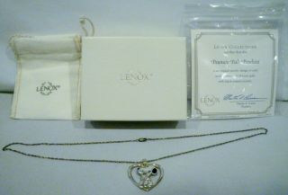 Lenox Peanuts Pals Pendant Snoopy Hugging Woodstock Necklace Sterling Silver